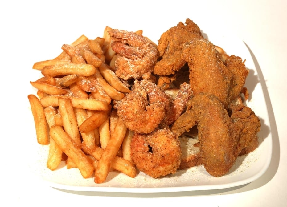 Shrimp & Wings Platter.